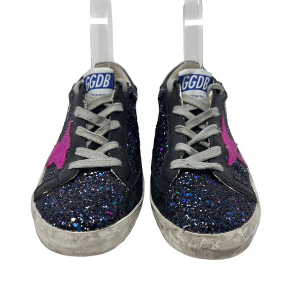 NWOB Golden Goose Superstar Kids Sneakers Galaxy Glitter Fuchsia Star Size 35 - Picture 3 of 17